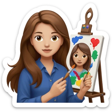 femme brune cheveux long atelier peinture sticker