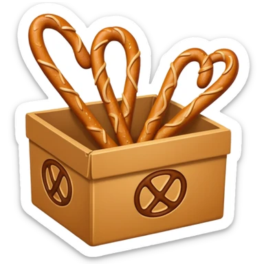 Pretzel sticks on box sticker