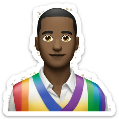 Gay man flag around neck sticker