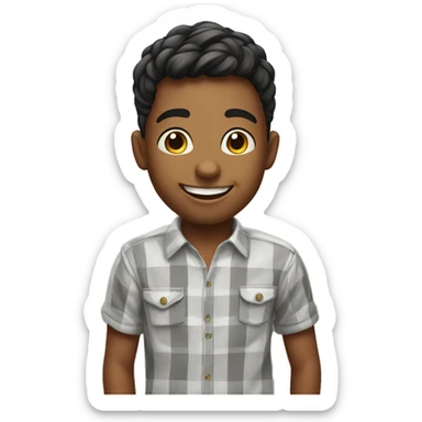 smiling boy in realistic shirt cartoonish them sticker