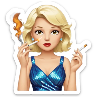 An old blonde diva smoking a cigarette sticker
