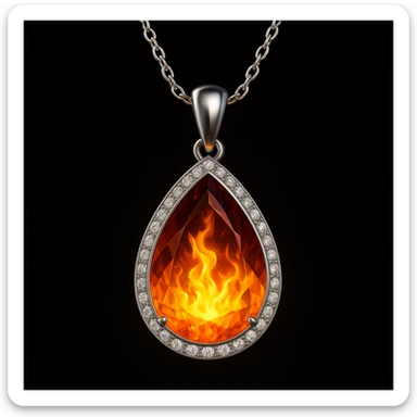 Add a yellow fiery light to the teardrop ruby pendant, representing transformation and rebirth sticker