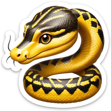 cinematic-cute-anaconda-portrait-emoji,-head-tilted-playfully-and-inquisitively,-with-a-sleek,-shimmering-body-adorned-with-detailed-scale-sriped patterns-and-round,-sparkling-eyes-full-of-wonder,-simplified-yet-irresistibly-adorable-features sticker