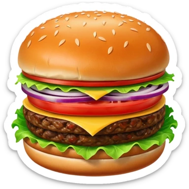 Hamburger emoji: ONE MEAT, ONE LETTUCE, ONE TOMATO,ONION  sticker