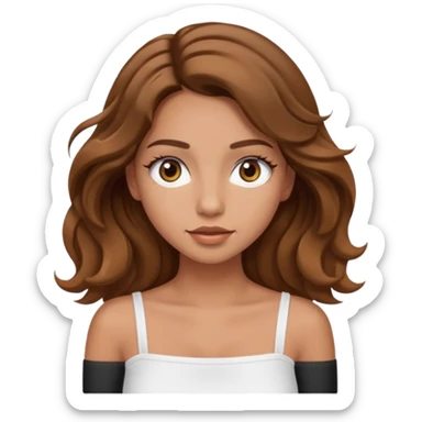 tan girl with long eyelashes wavy brown hair and white tube top sticker