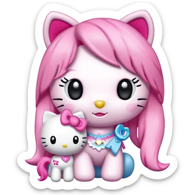 Hello kitty con su peluche de my little pony sticker