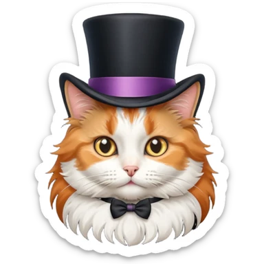 fluffy cat with a top hat sticker