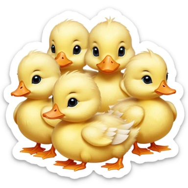 Cute, Disney-style fluffy pale yellow baby ducklings  sticker
