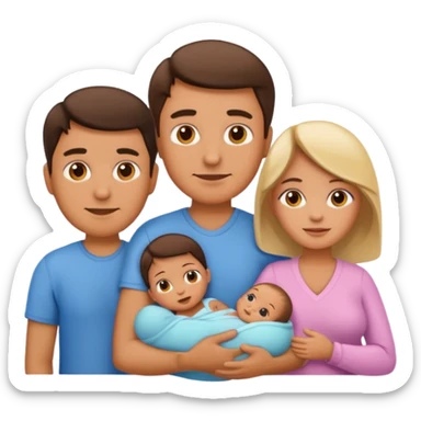 A family emoji set: a man and a woman as parents, and one newborn sticker