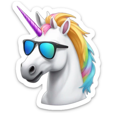 cool unicorn wearing sunglasses sticker