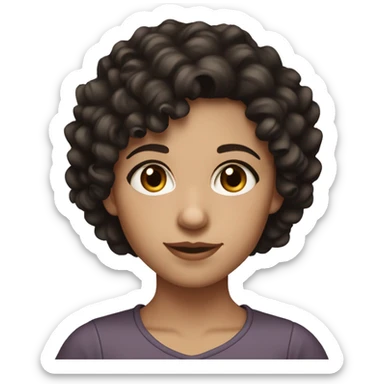 Girl with very dark brown curly hair and dark brown eyes and fair skin sticker