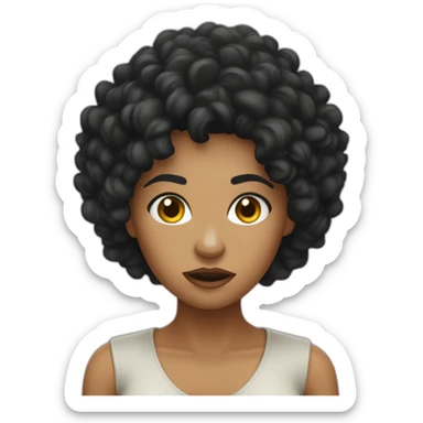 angry jungle lady black curly hair sticker