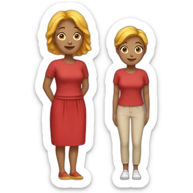 Mom with bright brown-yellow hair in red clothes sticker