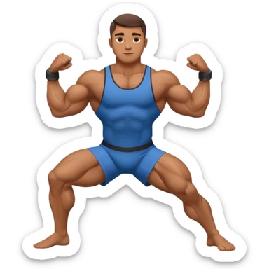 A bodybuilder doing a side lunge and flexing his biceps sticker