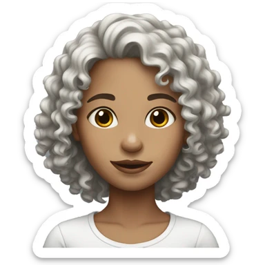 girl white skin, with brunnet curly hair sticker
