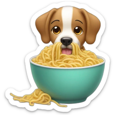 Dog eating noodles sticker