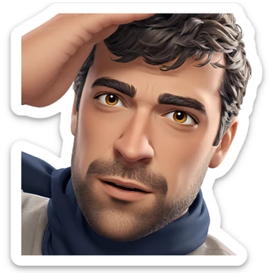 male portrait with beard sticker