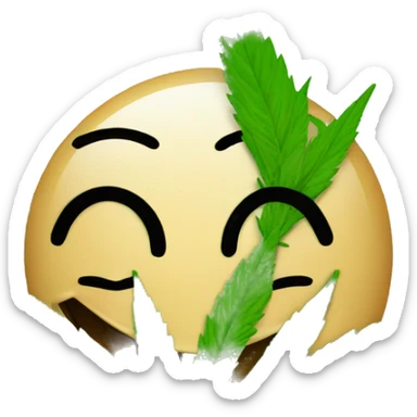 A smiley face sending a kiss with a marijuana leaf sticker