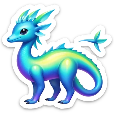 Shiny Exotic Colorful Amaura-Aurorus-Fakémon-hybrid-creature (full body)  sticker