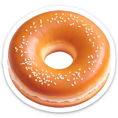 a single Berliner doughnut, round, golden-brown, no hole, dusted with powdered sugar, hint of jam filling visible sticker