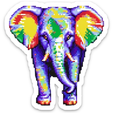 elephant with purple, red, yellow, and green colors sticker