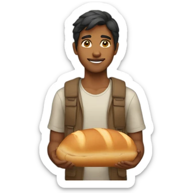 Young Brown indian man with bread sticker