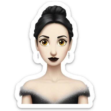 One pale woman wearing as Black swan ballet woman, sad fierce pale skin with black hair woman  sticker