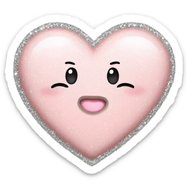 blush pink heart with silver sparkles sticker