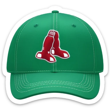 White Boston Red Sox’s logo on a light green hat sticker