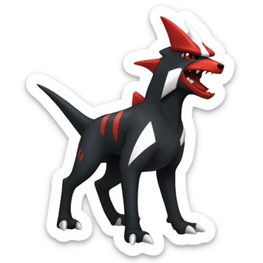 Black Cool Edgy Nargacuga-Houndoom-Garchomp Fakémon with Red and white Edgy markings sticker