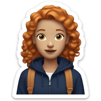 Ginger girl wearing navy blue AirPod max’s sticker