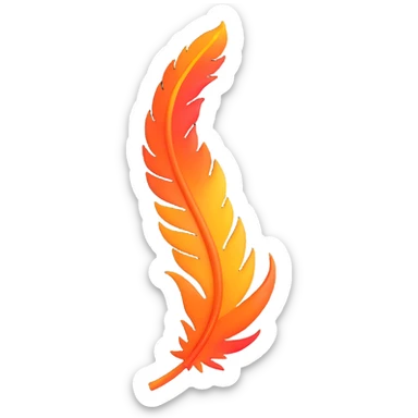 burning phoenix feather, intense orange and red flames, mystical aura sticker