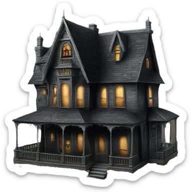 Creepy ok Realistic Huge ornate gothic Cardboard haunted house  sticker