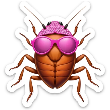 Pink bedazzle cockroach with sunglasses sticker