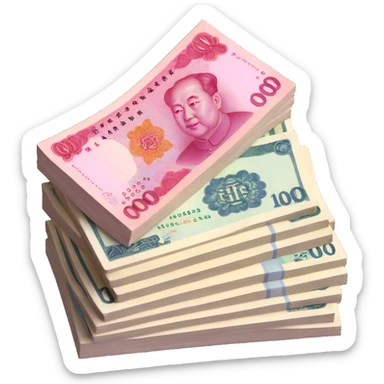 Stack of Chinese yuan bills sticker