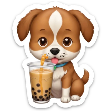 Doggy drinking Boba sticker