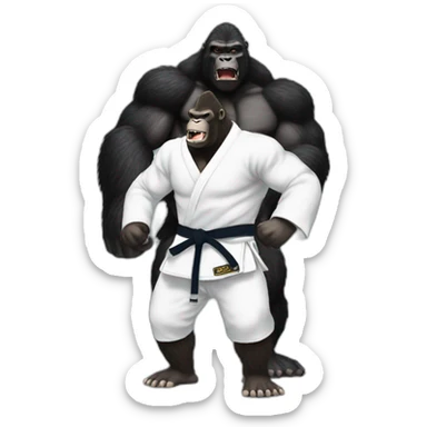 King Kong fighting Godzilla wearing BJJ gi  sticker
