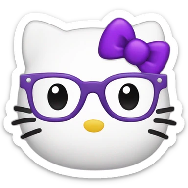 purple hello kitty with glasses sticker