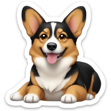black and tan corgi lying sticker