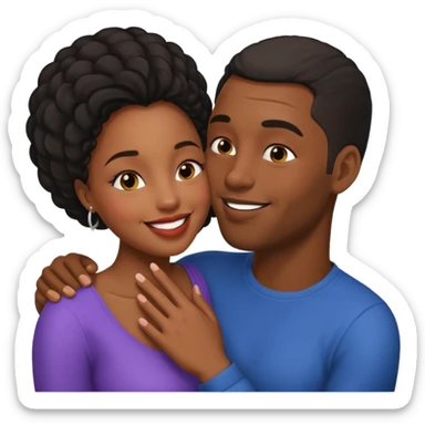 black boyfriend kissing black girl sticker