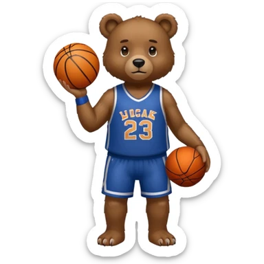 Bear with full body and wearing basketball Jersey sticker