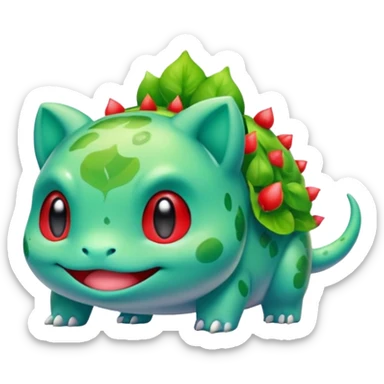 Bulbasaur as a colorful Rednote app emoji, bold and bright colors, modern app icon look, no music note sticker
