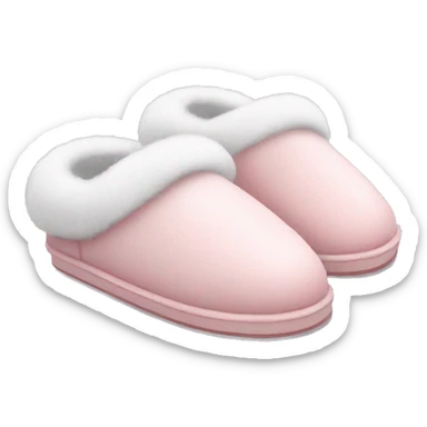 baby pink slippers with white fur  sticker