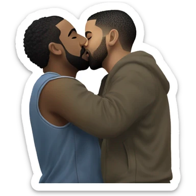 drake kissing kendrick lamar in the rain under a rainbow sticker