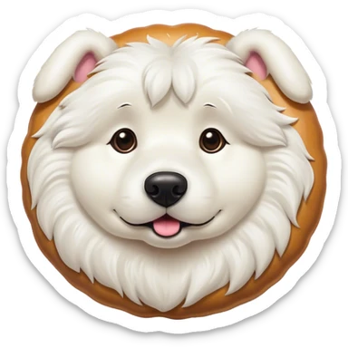 Giant fluffy white dog turned into a doughnut sticker