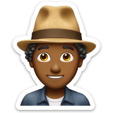 brown boy with very very silly hat sticker