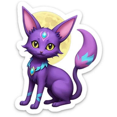 Magical Lunar Celestial Moon-powered Espeon-Umbreon-Purrloin-Delcatty-cat-fusion (full body) sticker