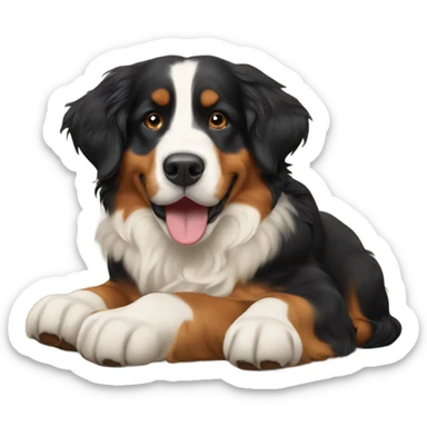 golden retriever and Bernese mountain dog playing together sticker