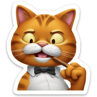 Garfield cat with a cigar sticker