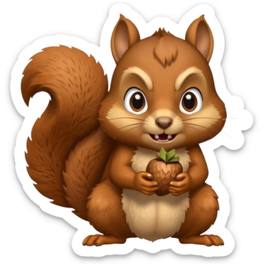 A realistic squirrel that’s mad eating a acorn  sticker